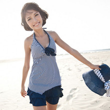 韩国2012温泉泳装分体裙式钢托聚拢比基尼小胸四件套显瘦女游泳衣