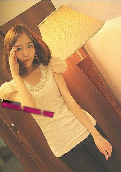 2010瑞丽女装 5044韩版女装 服饰 10新款大花袖鑲嵌蛛蛛上衣