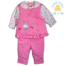 包邮正品波波龙童装新款冬装小兔薄棉衣宝宝棉服马甲三件套