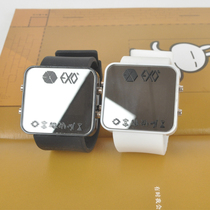 EXO M团 LED 硅胶 镜面手表 电