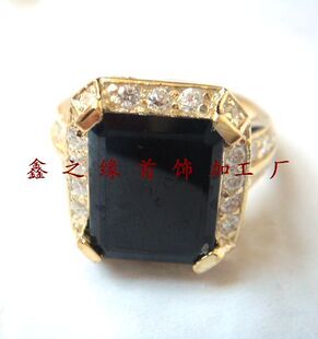  新款古董戒10*12mm925银镀黄金天然蓝宝石戒指男女皆可清仓
