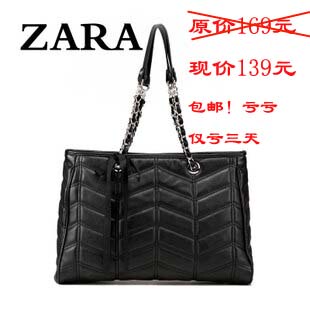 zara专柜正品代购韩版包邮大包包2012新款潮女包单肩包菱格链条包
