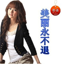 2012新款春装韩版女装淑女屋泡泡袖<span class=H>短裤</span>修身薄款小西装黑色短外套