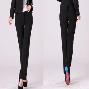  特价G 西裤 女秋季新款职业装韩版修身OL正装黑色竖纹西装裤