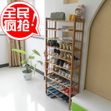 楠竹鞋架简易鞋柜防尘宜家组合实木头收纳无纺布鞋架子10十层特价