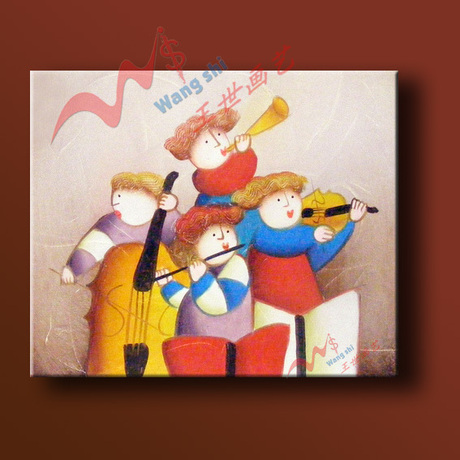 手绘大小提琴卡通儿童画走廊楼梯乐器音乐跳舞