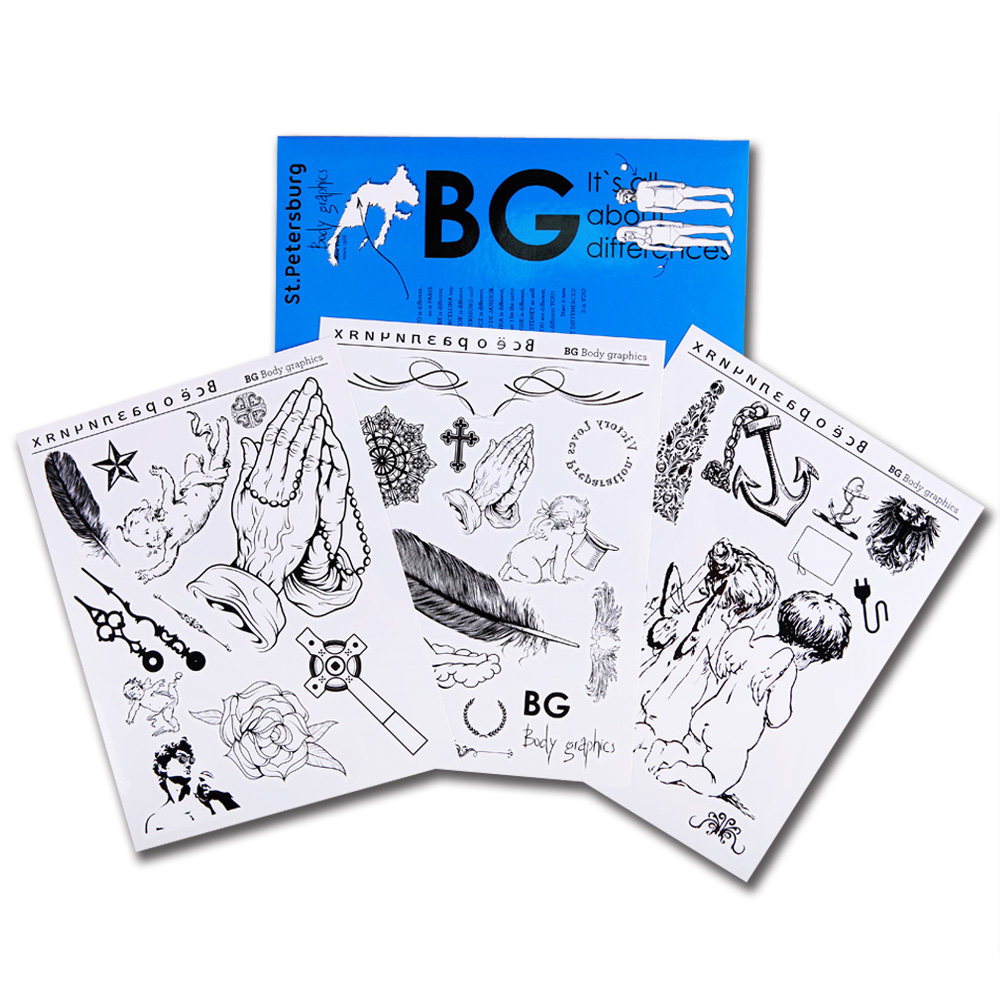 BG 纹身贴 bodygraphics圣彼得堡/羽毛十字/男女防水 纹身贴纸