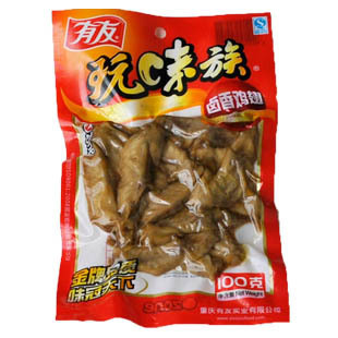  重庆特产 四川零食美食小吃休闲食品正品有友卤香鸡翅尖 100g