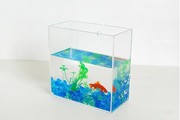 亚克力圆柱鱼缸有机玻璃水族箱塑料迷你鱼缸桌面圆柱型水族箱方形
