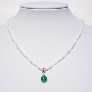2/3mm强光小圆形天然珍珠项链翡翠绿珠宝珍珠项链女款配银托