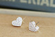 韩国进口正品满钻小厚度桃心耳钉