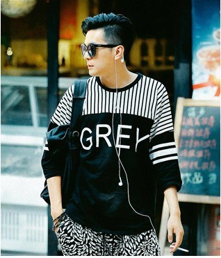 2013男士时尚卫衣 街头风 纯棉材质 条纹设计 