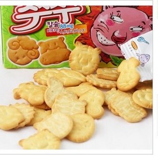  韩国进口饼干 Crown可拉奥苏打动物饼干 低卡饼干零食60克