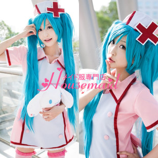 恋色病栋 初音未来 VOCALOID2 初音 COS 粉色护士服 8045