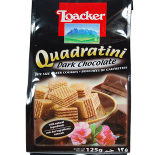  【天猫超市】意大利进口零食品莱家/Loacker黑巧克力味威化饼125g