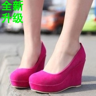  春秋新款 韩版坡跟单鞋舒适百搭工作女鞋婚鞋33码41码女鞋子