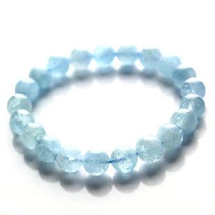  亲宝水晶 天然正品海蓝宝手链 颗颗莹蓝提高智慧之晶 标准款9mm