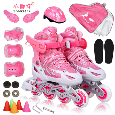 正品小酷仔溜冰鞋儿童套装闪光可调男女轮滑鞋直排滑冰鞋旱冰鞋