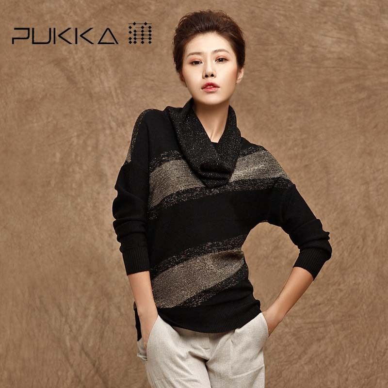 蒲牌 2012秋冬装新款宽松大码加厚毛衣女羊毛衫打底针织衫 金线