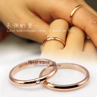  彩金情侣对戒卡地亚戒指镀玫瑰金钛钢男女款婚戒韩版饰品尾戒食指