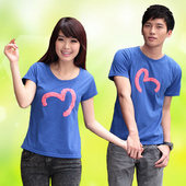 Super excellent exchange genuine new couple in summer loose fitted T-shirt short sleeves Korea Korean large yards leisure not significantly belly female