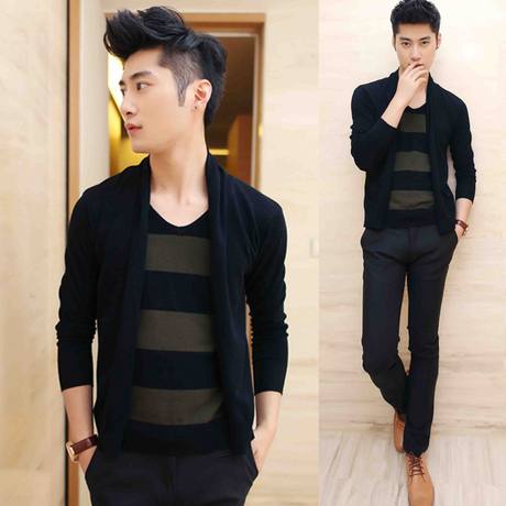 2014春秋季<em>新款男装</em>潮流假<em>两件套</em>毛衣韩版修