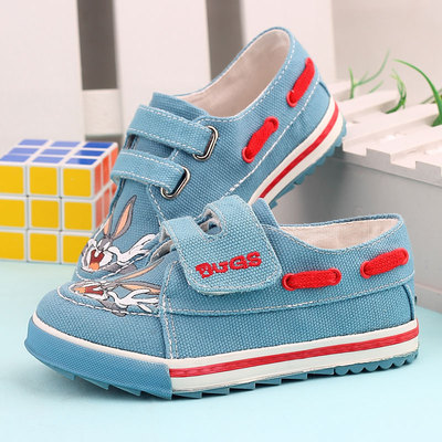 童鞋 男女中大童帆布鞋 韩版宽边魔术贴潮鞋 透气防滑单鞋