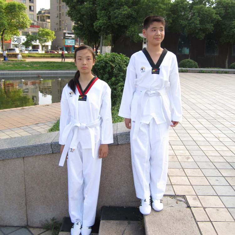 包邮正品清语成人儿童跆拳道服100%纯棉跆拳道服装全棉跆拳道道服