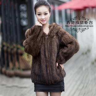 大码皮草 人工密编织 进口水貂毛大衣 保暖皮草