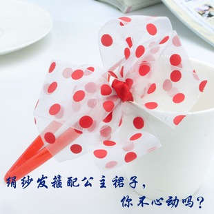  新 儿童发箍  蝴蝶结 夏  点点柔纱款 头饰发饰品 K009