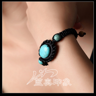  [蓝奕原创饰品] 云南西藏 民族风复古 手工中国结 绿松石 手链
