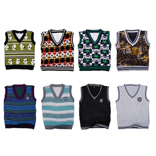  衣路阳光 男童背心秋款儿童针织马甲大童坎肩宝宝马甲加棉款3001