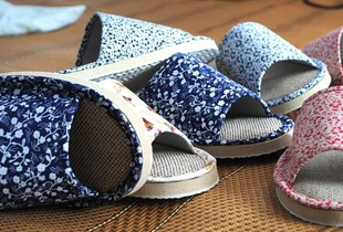 Ruin  family end of new flax cool slippers soft female home-couple cotton slippers home slippers men home