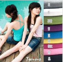 2011新款春装 打底必备x型背心 交叉后背式 棉质长款吊带背心