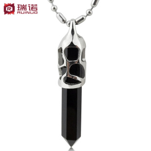  瑞诺 男士项链 菱型水晶柱 非主流潮人 韩版礼物男式项链 送男友