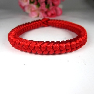  粗款手工编织藏式九乘金刚结本命年红绳手链蛇年开运保平安男女款