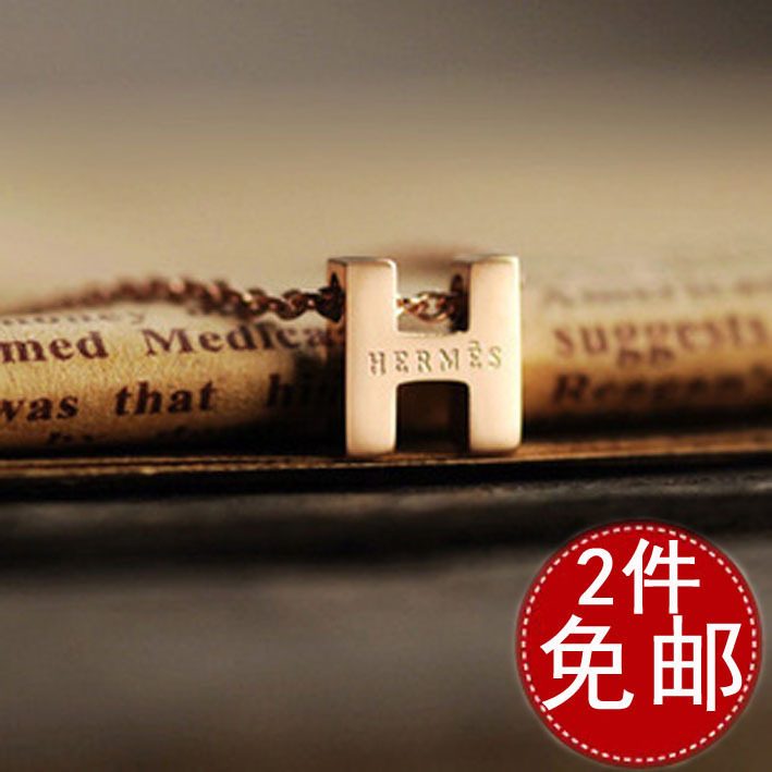 Hermes爱马仕 项链 简约 H字母项链 三层炉内渡14K玫瑰金 项链
