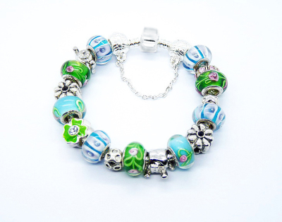 DIY fashion silver ornament of foreign trade Flowers glass beads, beads beads bracelet chain PH292