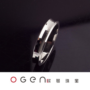  5钻【欧琴珠宝】铂金PT950精工内弧CNC情侣周大福婚对戒定制