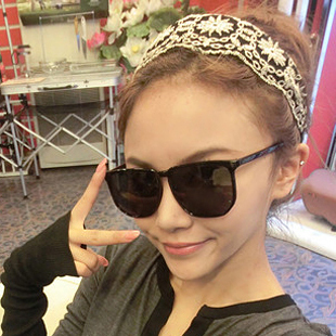  韩国花朵蕾丝发箍发卡 宽发箍 超宽边发带 韩版发饰 头饰品批发女