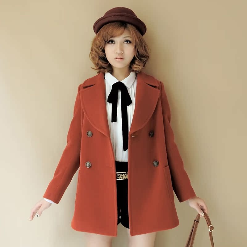 英伦学院风双排扣加厚...