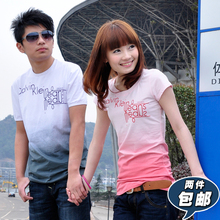 夏季情侣装夏装2012新款韩版女装韩国长款情侣t恤短袖大码包邮夏