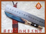 特价民族工艺品 正品英吉沙手工小刀 黑钢直刀 黄铜黒木柄