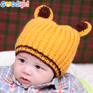 韩版元宝针毛线帽婴幼儿卡通造型针织帽冬季新