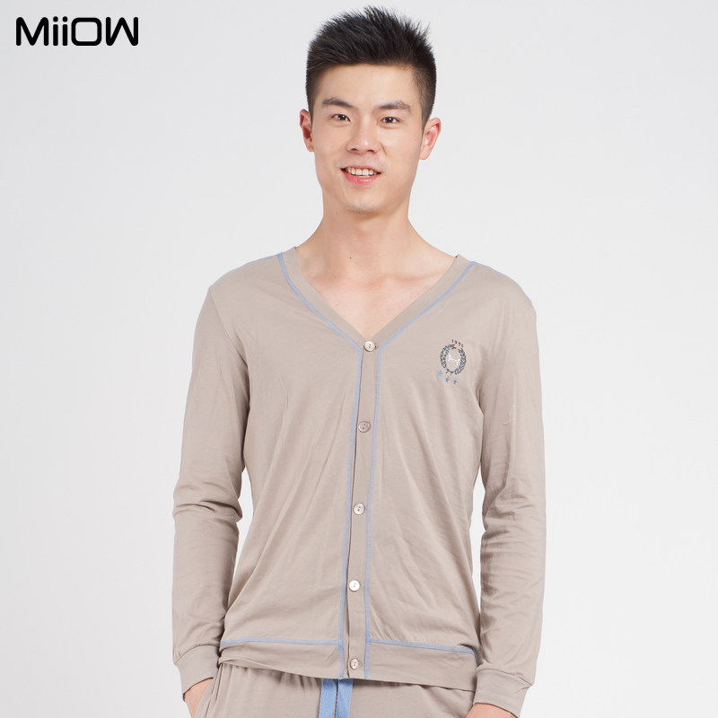 Cat people original nude color men's long sleeve v neck Cardigan thin coat leisure wear