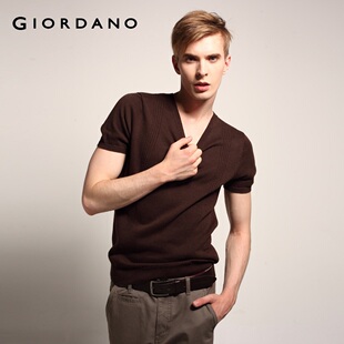 2012 new stock recommendation Giordano knit sweaters in  summer are dry cotton v neck short sleeve cotton knitwear 01058084