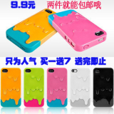 9.9两件包邮 iphone4手机壳 iphone4s 融化雪糕 情侣外壳 保护套