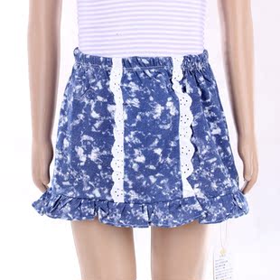  夏装纯棉童装女孩儿童超短迷你牛仔裙kids jeans mini-skirt