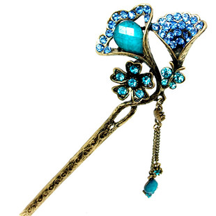  韩版复古饰品蝴蝶发簪发钗古典流苏步摇水钻簪子发饰头饰发卡结婚