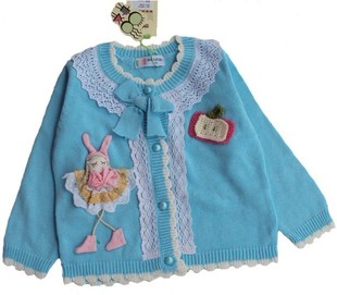 满百贝蕾地95001春秋装，女童立体娃娃针织开衫，毛衣外套2色